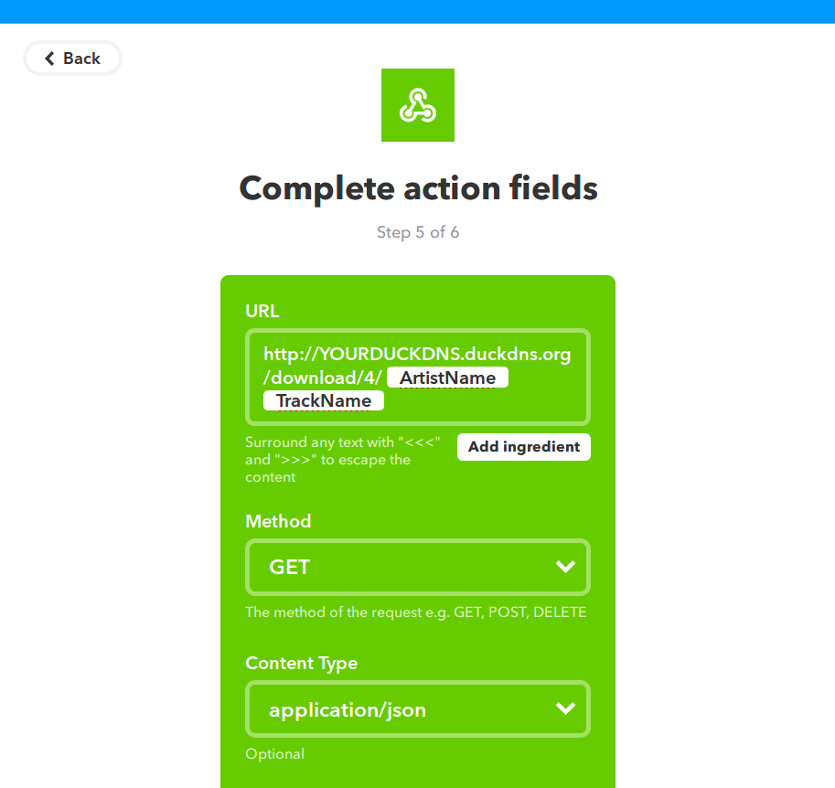 Setting up an applet with IFTTT
